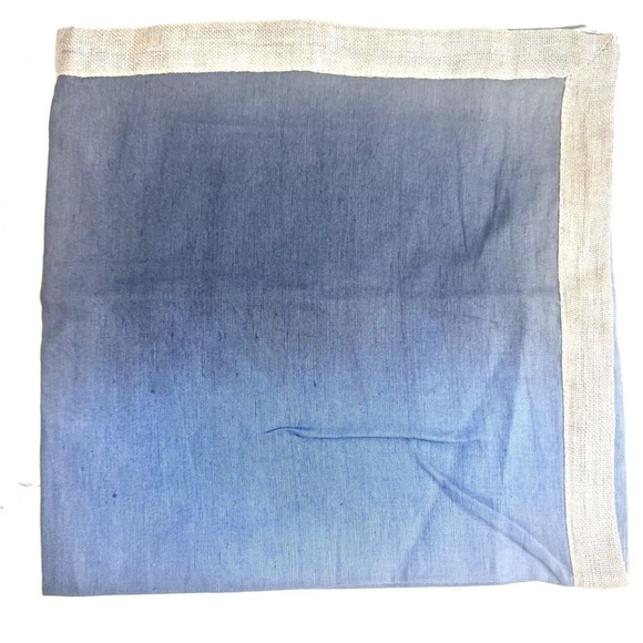 KIM SEYBERT RUNNER & 4 NAPKINS SET DIP DYE NAVY BLUE SILVER RIM NEIMAN MARCUS - Picture 4 of 8